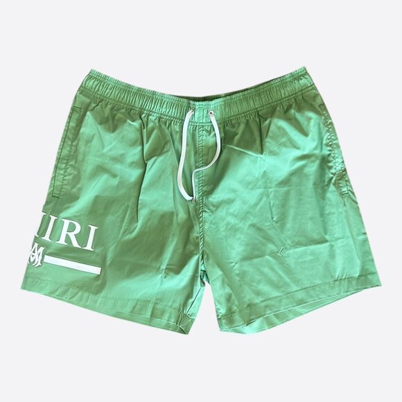 Amiri Green & White MA Bar Logo Swimshorts - Picture 1 of 4